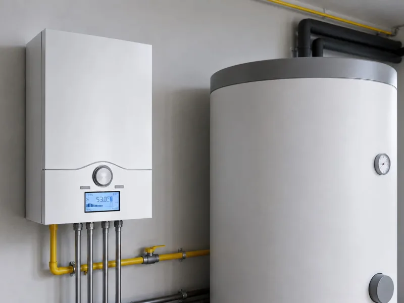 Moderne Gastherme mit Warmwasserspeicher